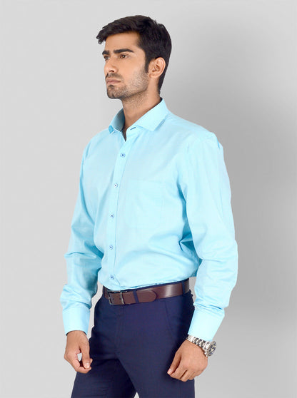 Light Blue Dobby Regular Fit Formal Shirt | JadeBlue