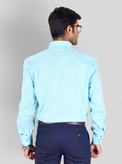 Light Blue Dobby Regular Fit Formal Shirt | JadeBlue