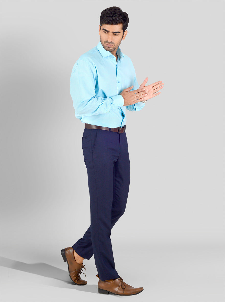 Light Blue Dobby Regular Fit Formal Shirt | JadeBlue