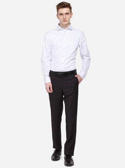 Brown Solid Slim Fit Formal Trouser | Greenfibre