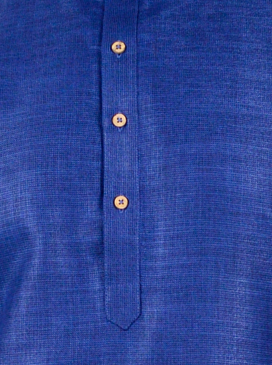 Dark Blue Self Textured Regular Fit Modi Kurta | JadeBlue