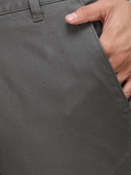Green Checked Slim Fit Casual Trouser | Greenfibre