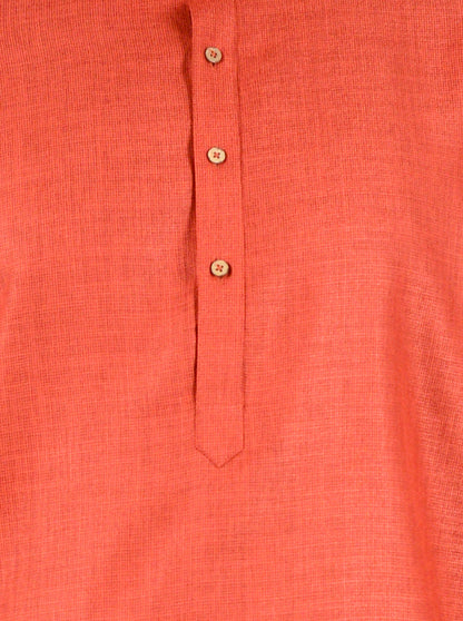 Red Self Textured Regular Fit Modi Kurta | JadeBlue