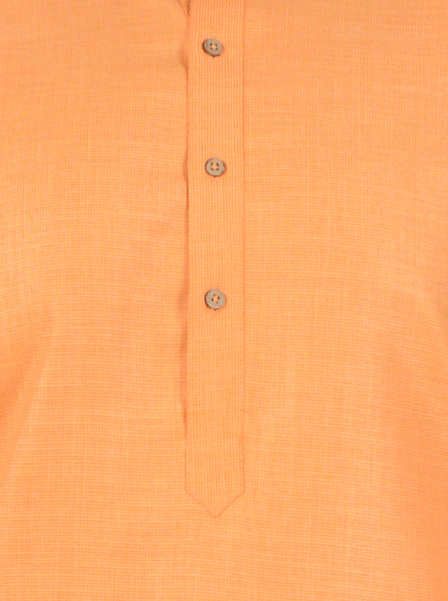 Orange Self Textured Regular Fit Modi Kurta | JadeBlue