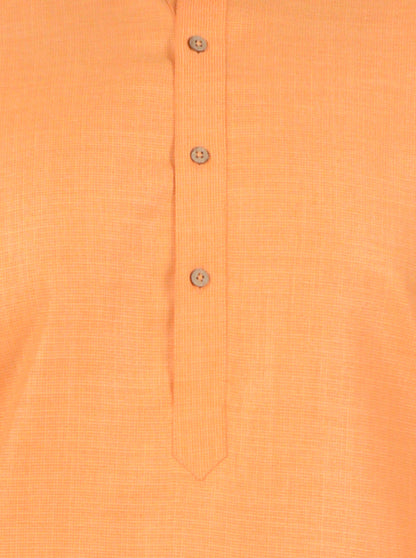 Orange Self Textured Regular Fit Modi Kurta | JadeBlue