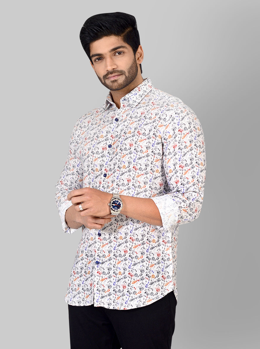 Multicolour Printed Slim Fit Casual Shirt | JB Sport