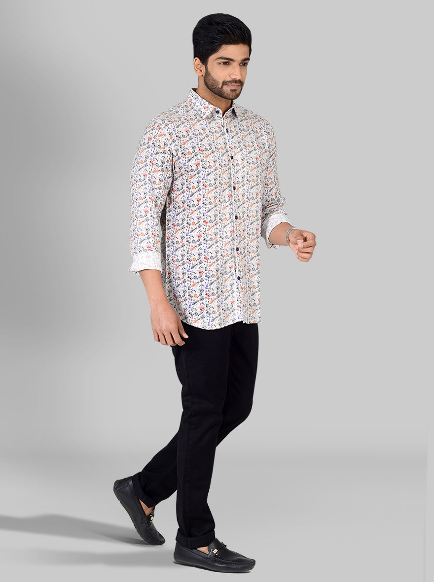 Multicolour Printed Slim Fit Casual Shirt | JB Sport