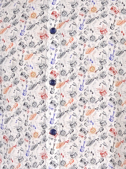 Multicolour Printed Slim Fit Casual Shirt | JB Sport