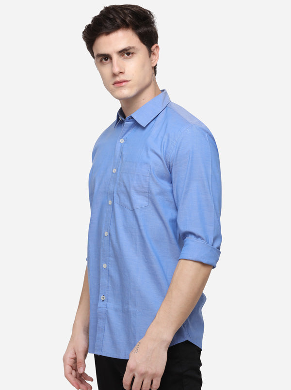 Steel Blue Tailored Fit Solid Casual Shirt | JB Sport