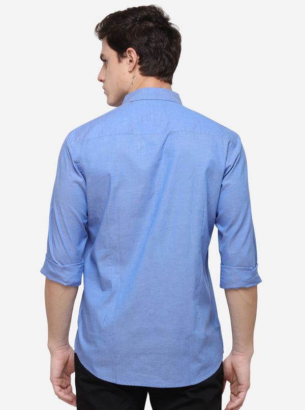 Steel Blue Tailored Fit Solid Casual Shirt | JB Sport