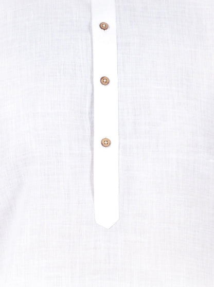 White Self Textured Regular Fit Modi Kurta | JadeBlue