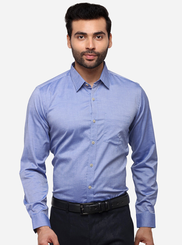 Sky Blue Tailored Fit Solid Casual Shirt | JB Sport