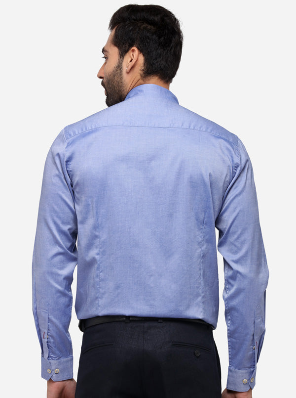 Sky Blue Tailored Fit Solid Casual Shirt | JB Sport