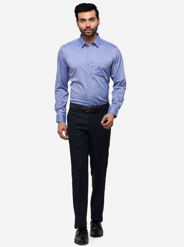 Sky Blue Tailored Fit Solid Casual Shirt | JB Sport