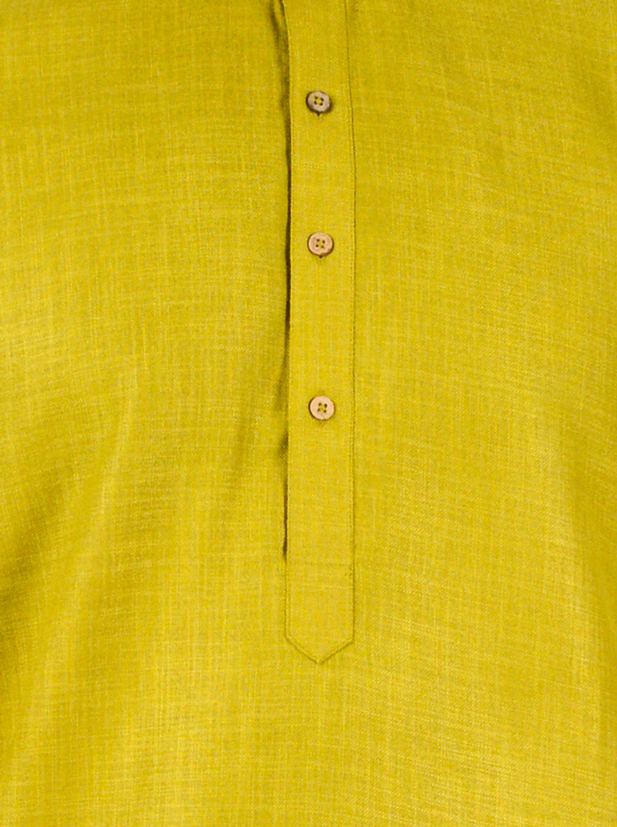 Mehendi Green Self Textured Regular Fit Modi Kurta | JadeBlue