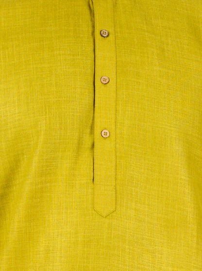 Mehendi Green Self Textured Regular Fit Modi Kurta | JadeBlue