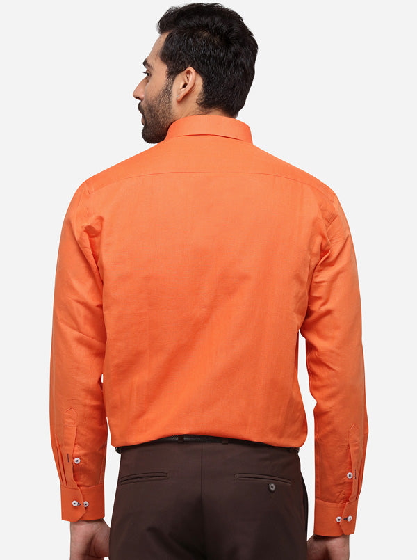 Orange Solid Regular Fit Formal Shirt | Greenfibre