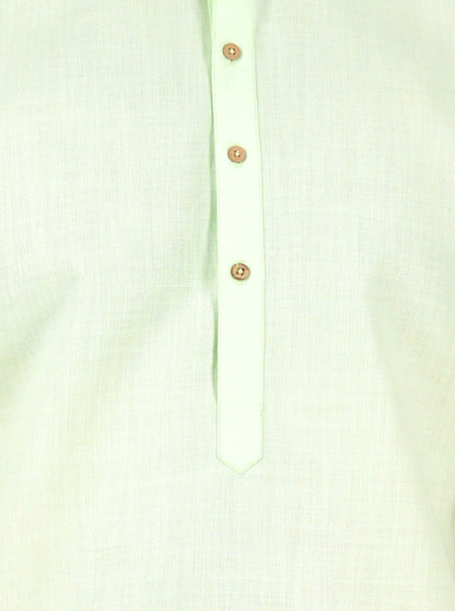 Pastel Green Self Textured Regular Fit Modi Kurta | JadeBlue
