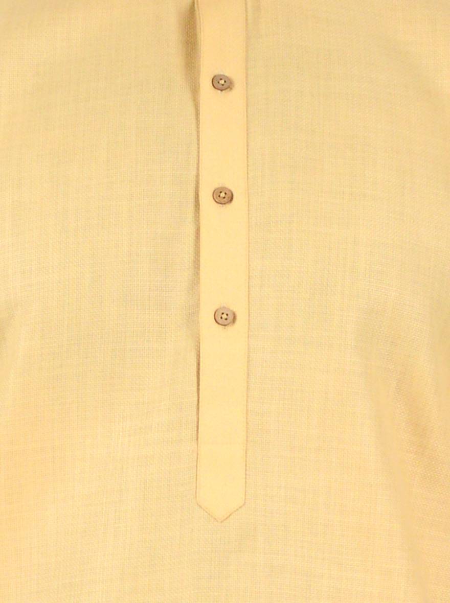 Light Yellow Self Textured Regular Fit Modi Kurta | JadeBlue