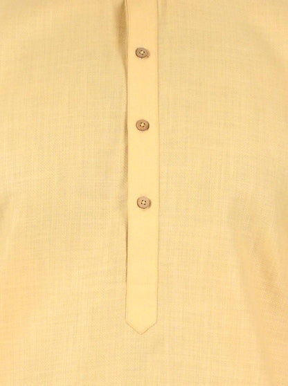 Light Yellow Self Textured Regular Fit Modi Kurta | JadeBlue