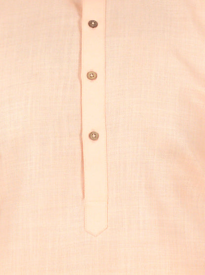 Peach Self Textured Regular Fit Modi Kurta | JadeBlue