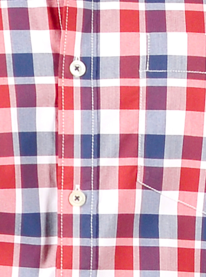 Red & Blue Checked Slim Fit Casual Shirt | JB Sport
