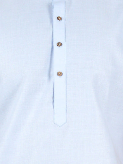 Sky Blue Self Textured Regular Fit Modi Kurta | JadeBlue
