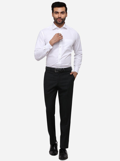 Black Classic Fit Solid Formal Trouser | JadeBlue