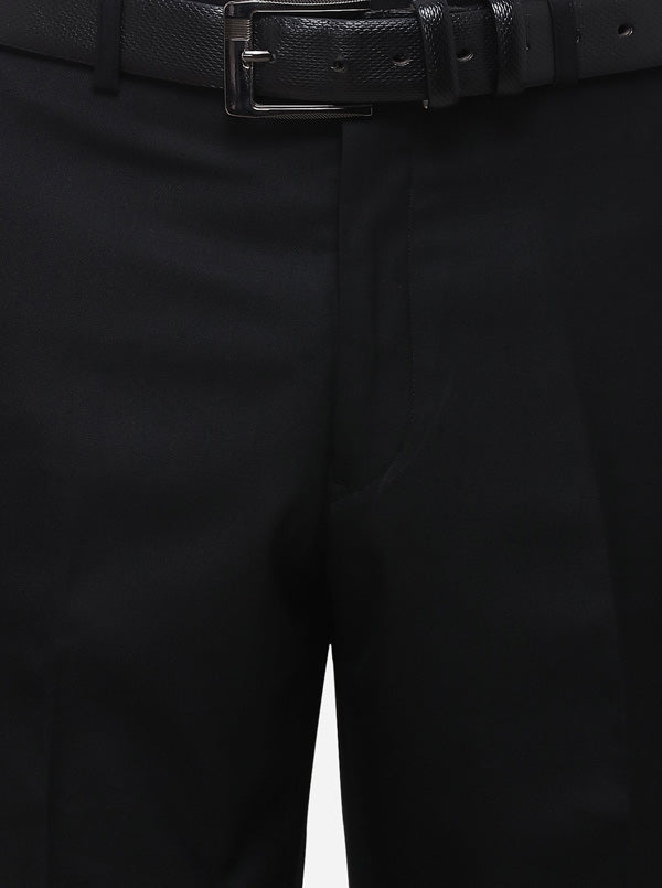 Black Classic Fit Solid Formal Trouser | JadeBlue