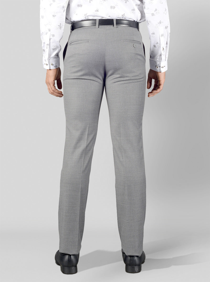 Light Grey Solid Regular Fit Formal Trouser | JadeBlue