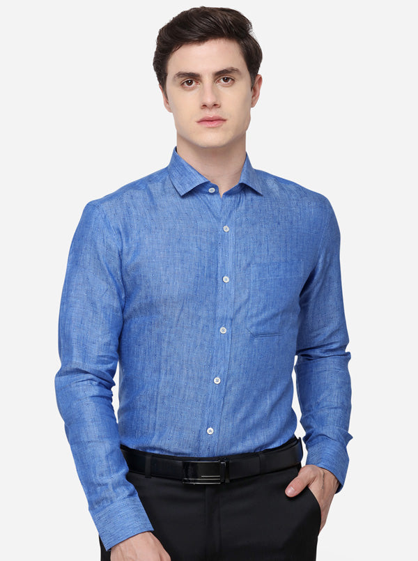 Light Blue Printed Regular Fit Formal Shirt | JadeBlue