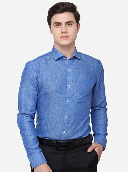 Light Blue Printed Regular Fit Formal Shirt | JadeBlue