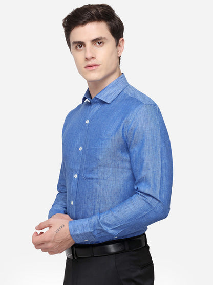 Light Blue Printed Regular Fit Formal Shirt | JadeBlue