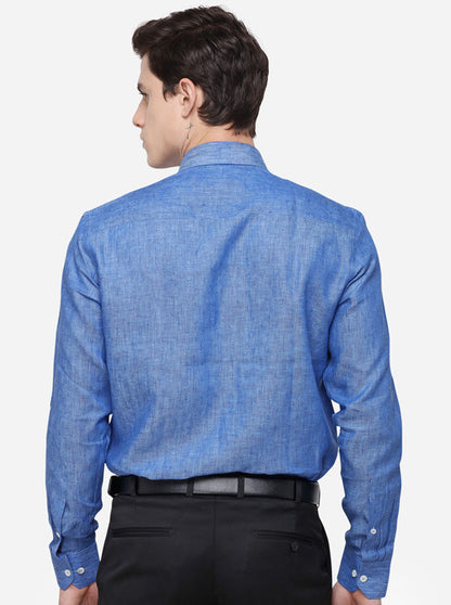 Light Blue Printed Regular Fit Formal Shirt | JadeBlue