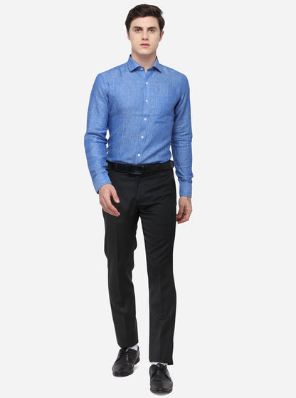 Light Blue Printed Regular Fit Formal Shirt | JadeBlue