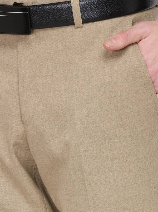 Khaki Solid Super Slim Fit Formal Trouser | Greenfibre