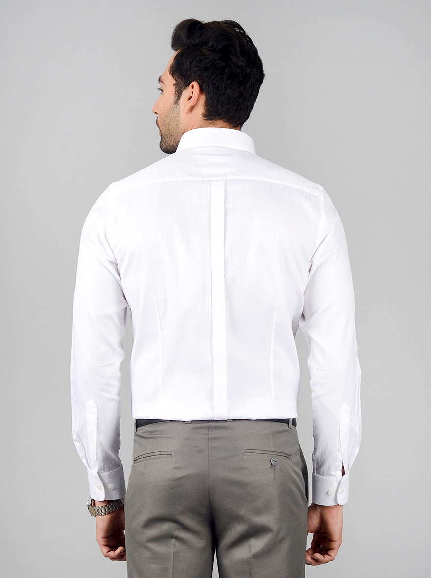 White Striped Regular Fit Formal Shirt | JadeBlue