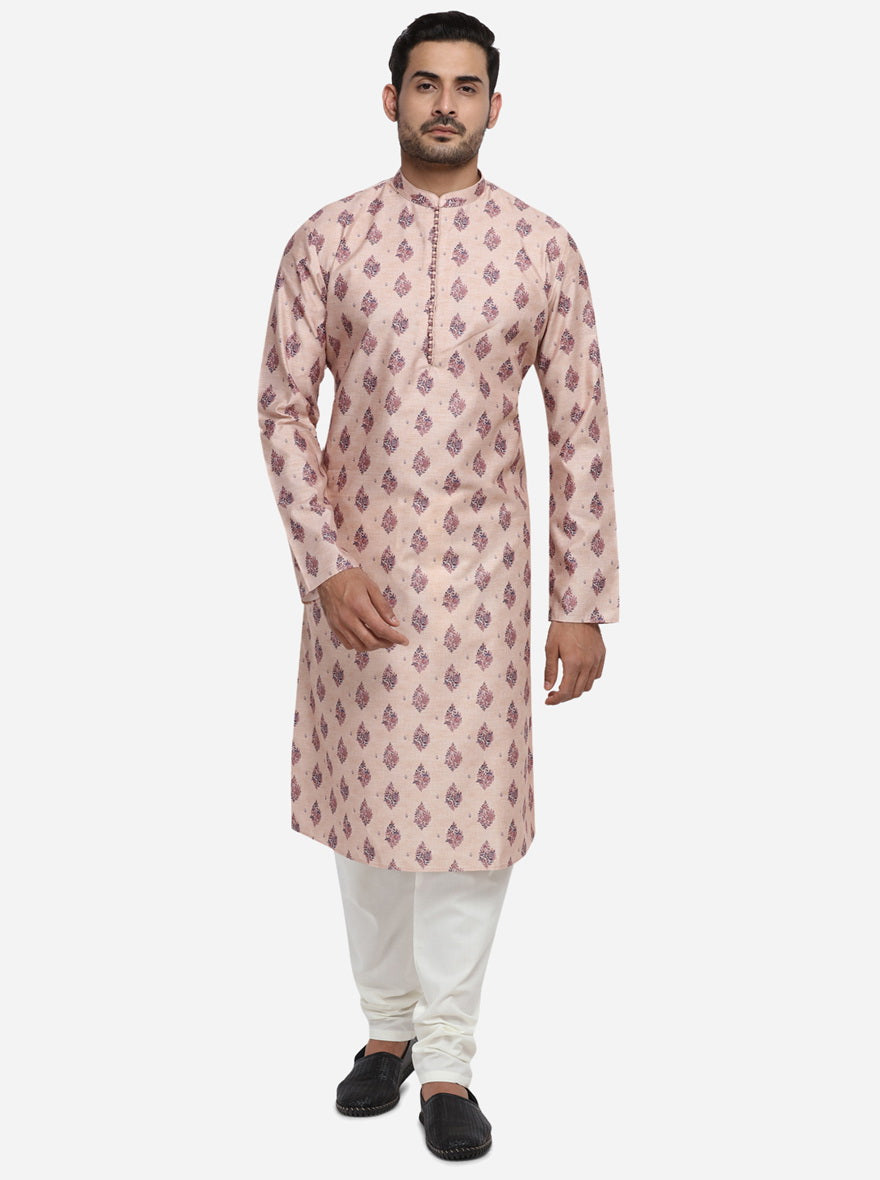 Beige & Maroon Kurta Set | Azania