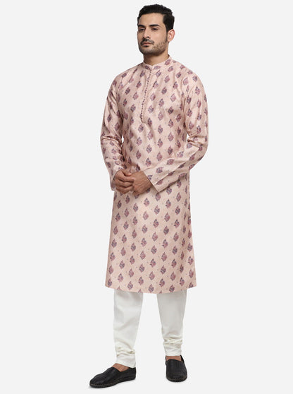 Beige & Maroon Kurta Set | Azania