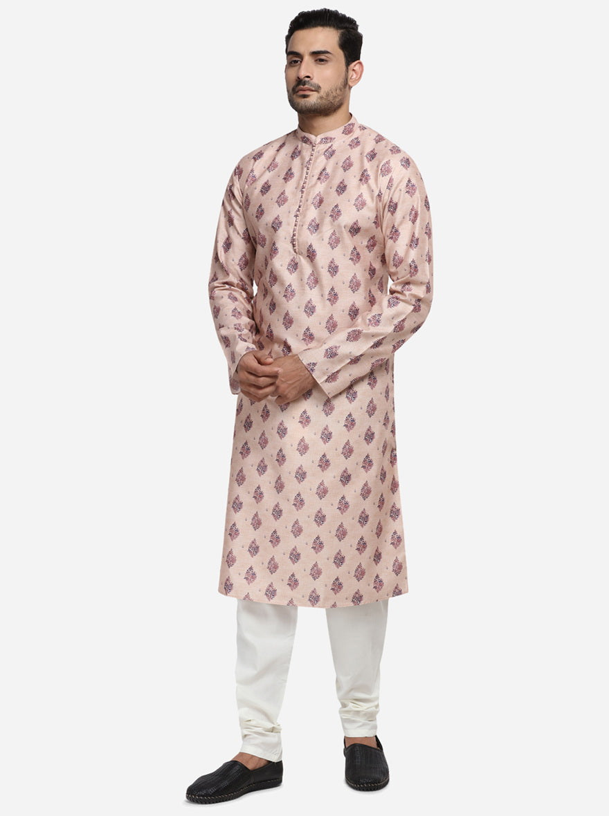 Beige & Maroon Kurta Set | Azania