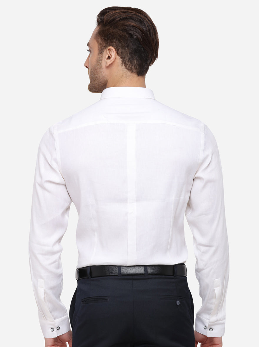 White Solid Slim Fit Party Wear Shirt | JB Studio