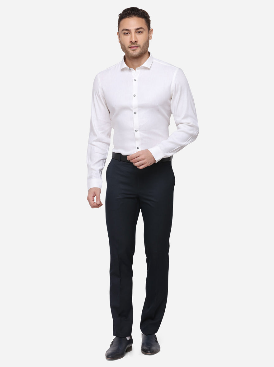 White Solid Slim Fit Party Wear Shirt | JB Studio