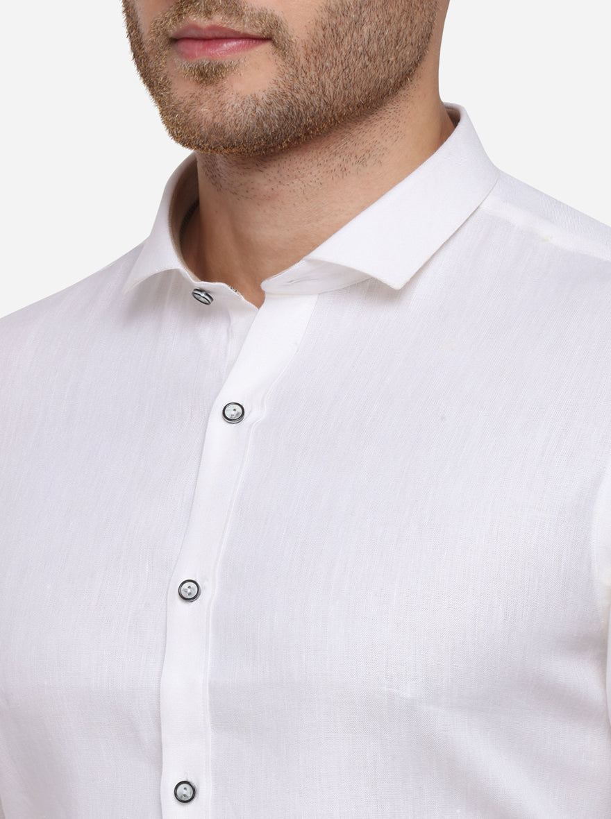 White Solid Slim Fit Party Wear Shirt | JB Studio