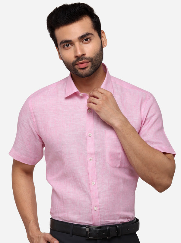Pink Solid Regular Fit Formal Shirt | JadeBlue