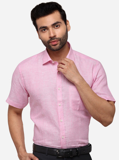 Pink Solid Regular Fit Formal Shirt | JadeBlue
