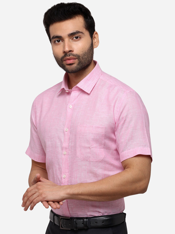 Pink Solid Regular Fit Formal Shirt | JadeBlue