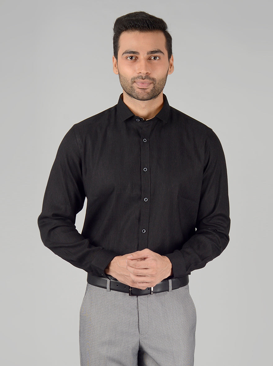 Black Solid Slim Fit Party Wear shirt | JB Studio