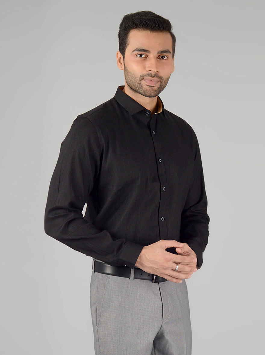 Black Solid Slim Fit Party Wear shirt | JB Studio