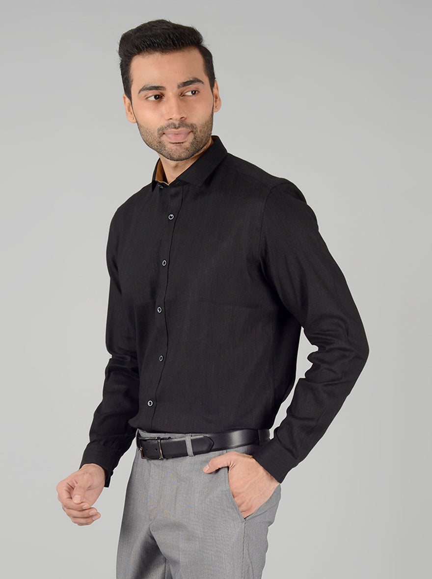 Black Solid Slim Fit Party Wear shirt | JB Studio