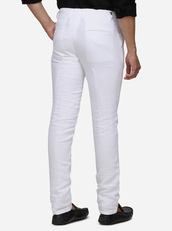 White Solid Venice Fit Casual Trouser | JadeBlue Sport